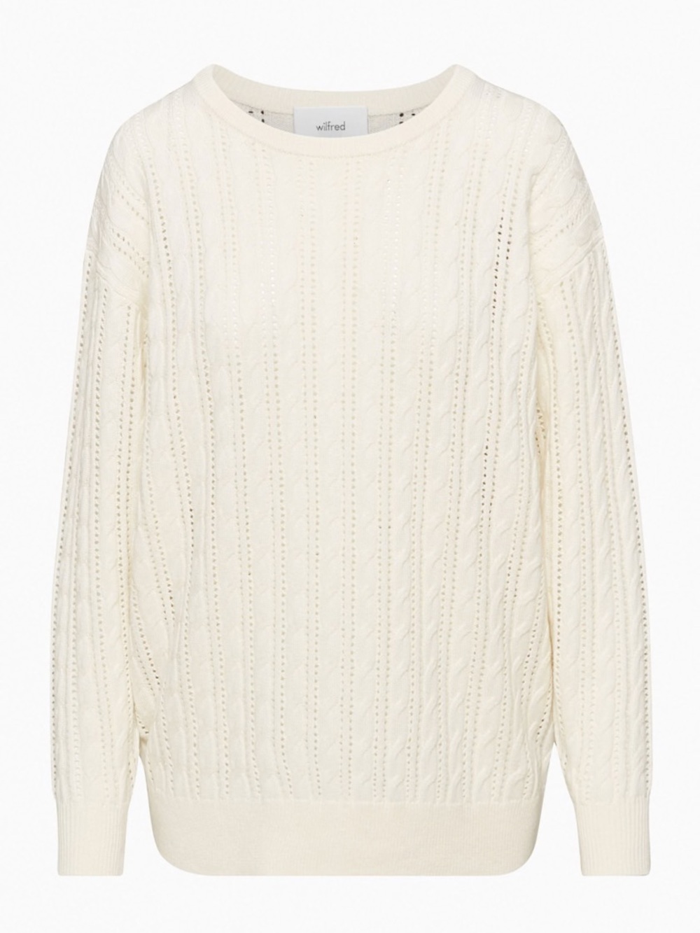 Aritzia Wilfred Cable Knit Sweater in Light Birch